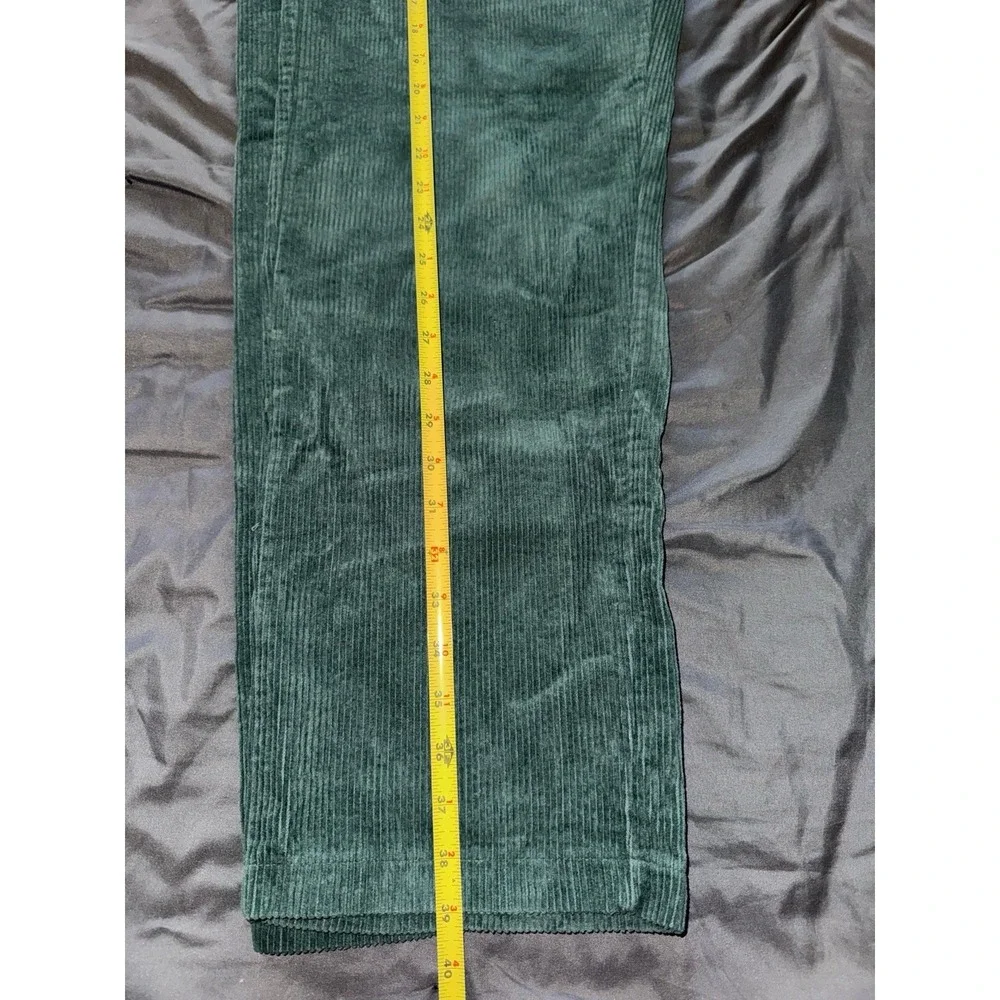 Krooked Mens Baggy Fit Drawstring Corduroy Pants‎ Dark Green Embroidered Sz M